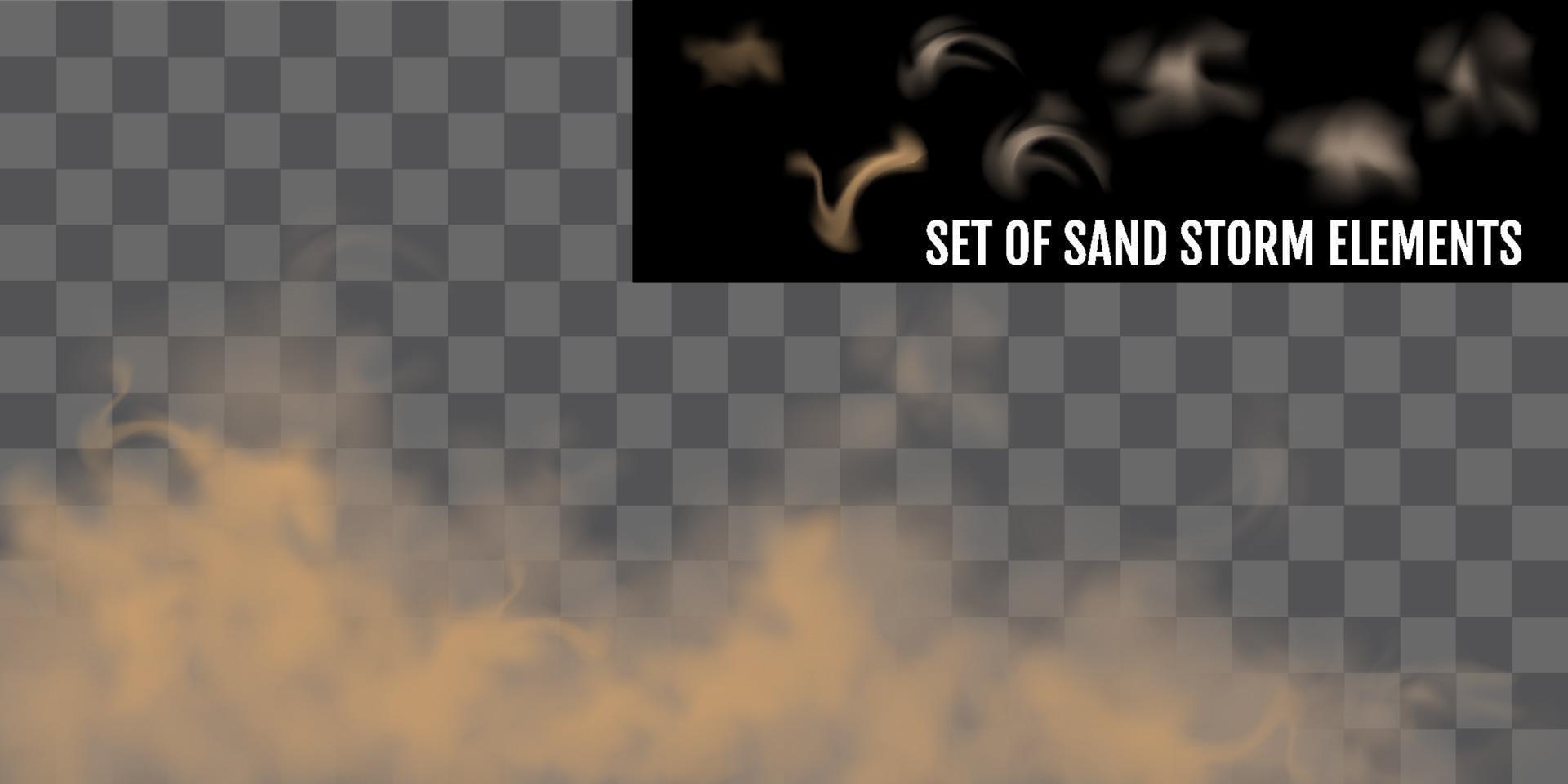 Realistic dust or sand storm Sandstorm Elements Set vector