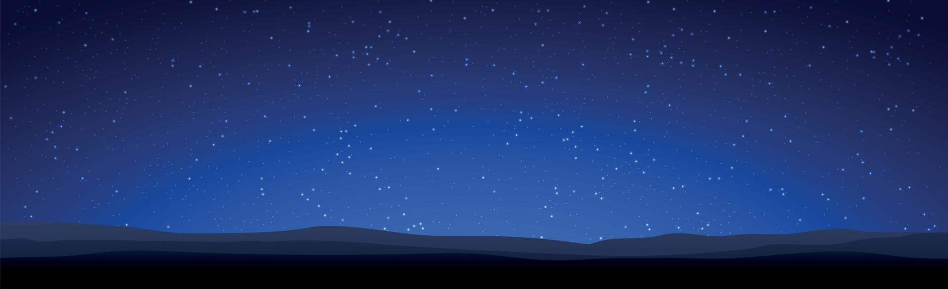 Starry black and blue sky with flying comets vector