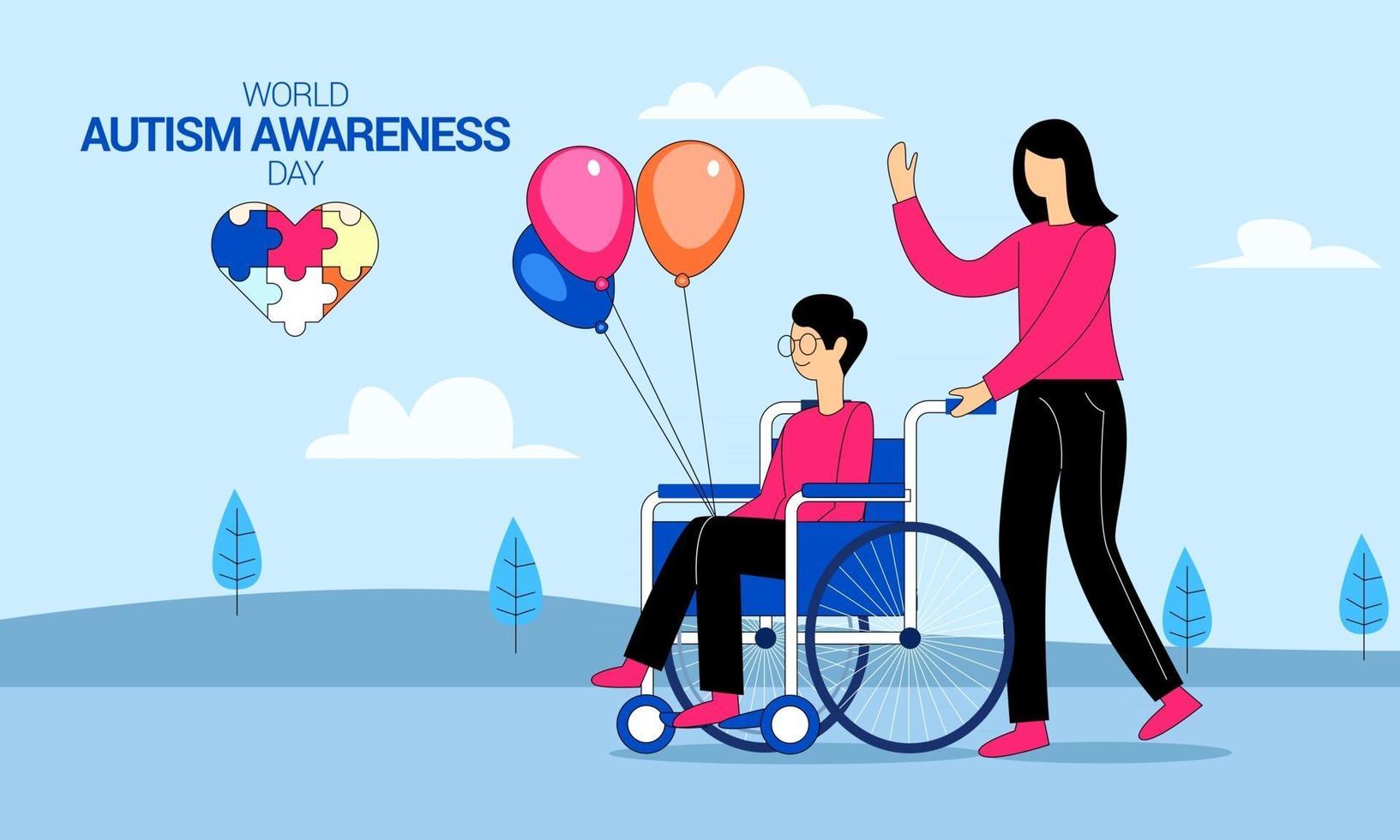 vector de concepto de ilustración del día mundial de la conciencia del autismo