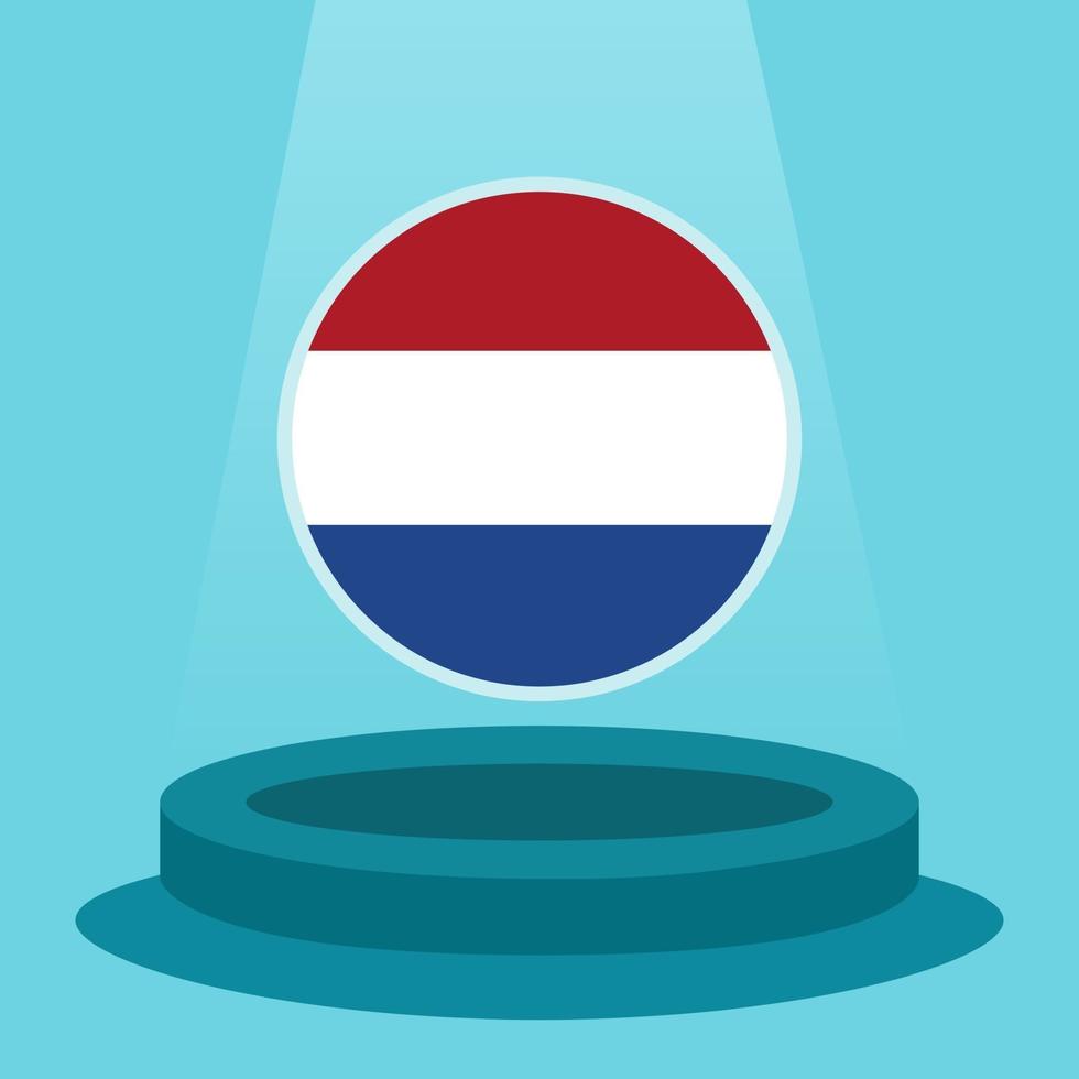 Flag of Netherlands on the podium. Simple minimalist flat design style. Ready to use for the football event etc. vector