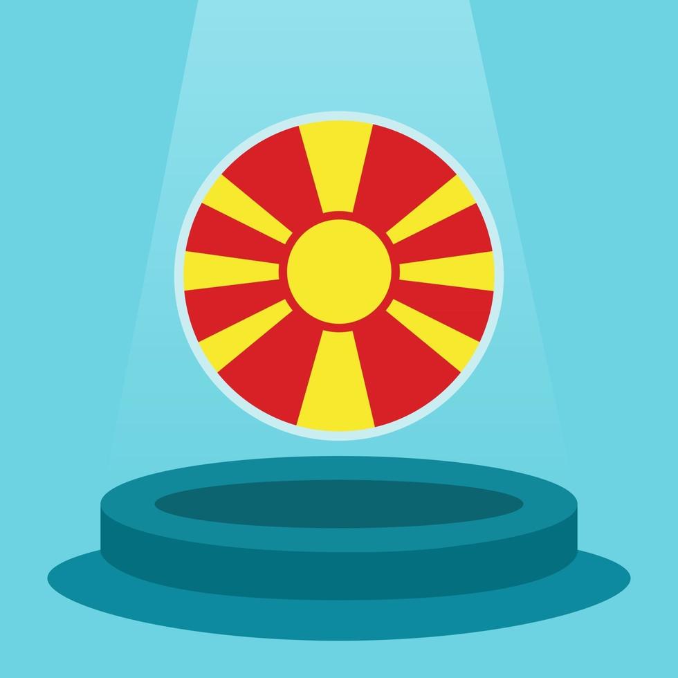 bandera de macedonia en el podio. estilo de diseño plano minimalista simple. listo para usar para el evento de fútbol, etc. vector