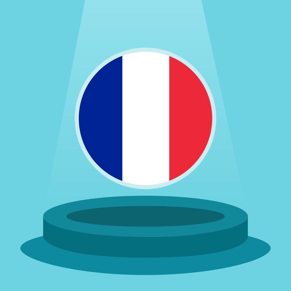bandera de francia en el podio. estilo de diseño plano minimalista simple. listo para usar para el evento de fútbol, etc. vector
