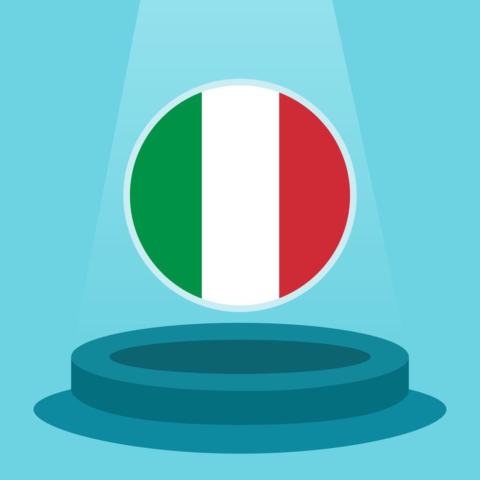 bandera de italia en el podio. estilo de diseño plano minimalista simple. listo para usar para el evento de fútbol, etc. vector