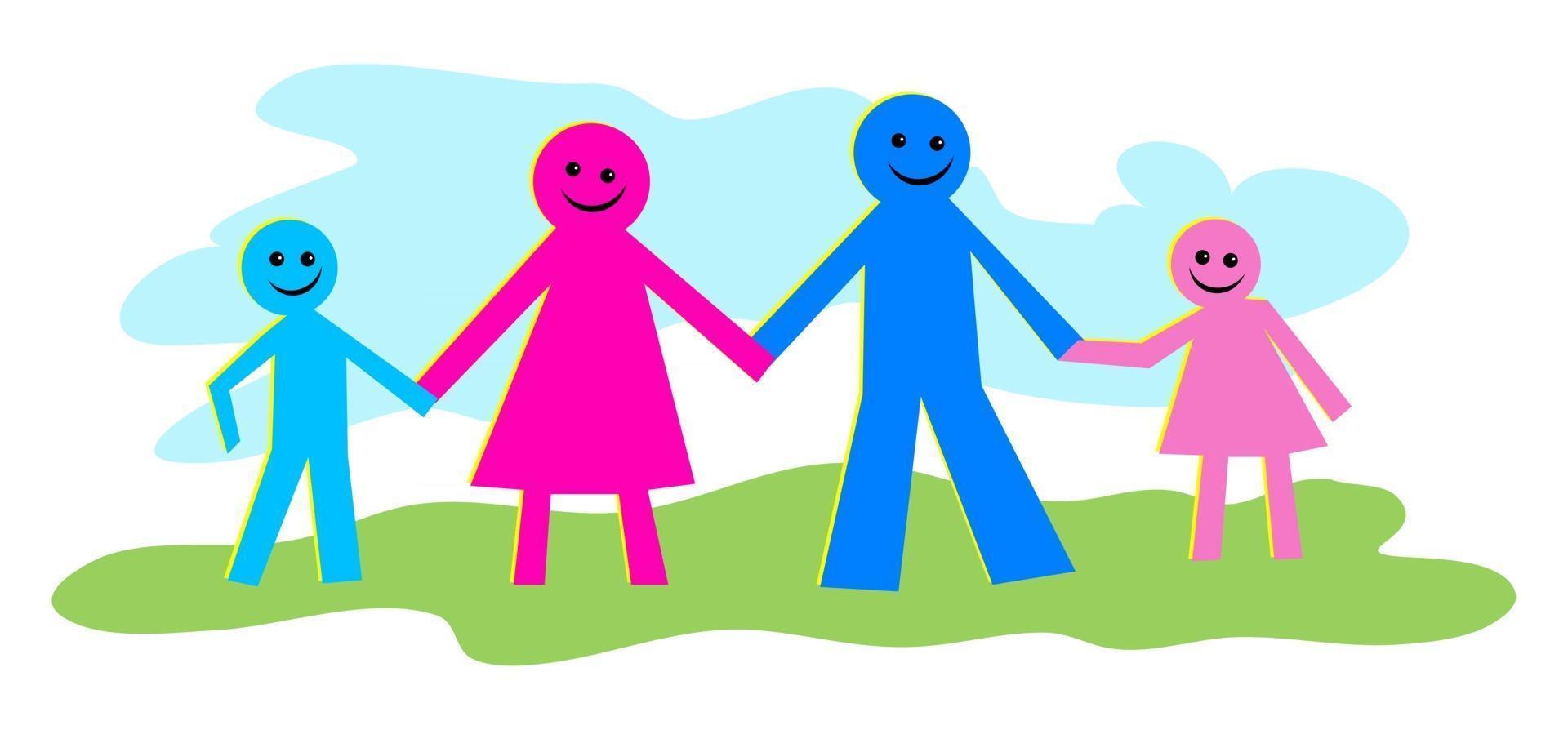 Happy Family Holding Hands vector