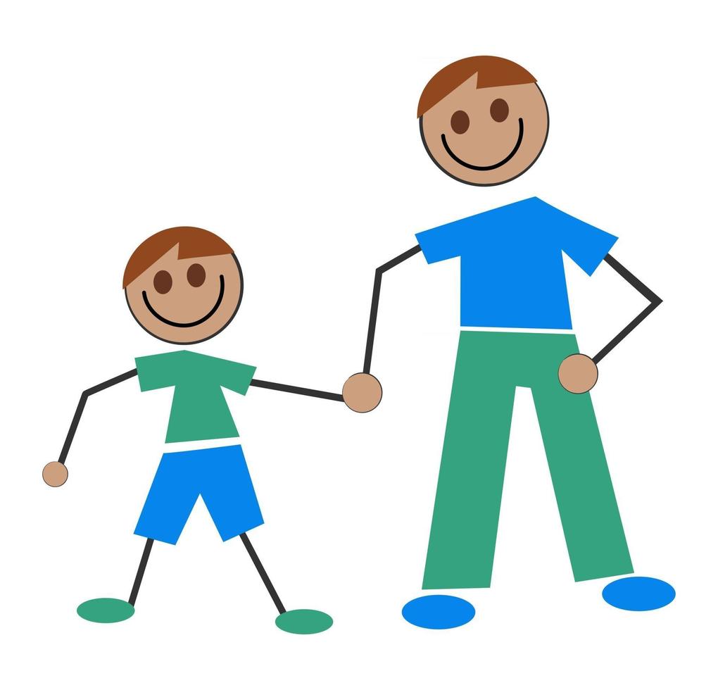 Father and Son Together vector
