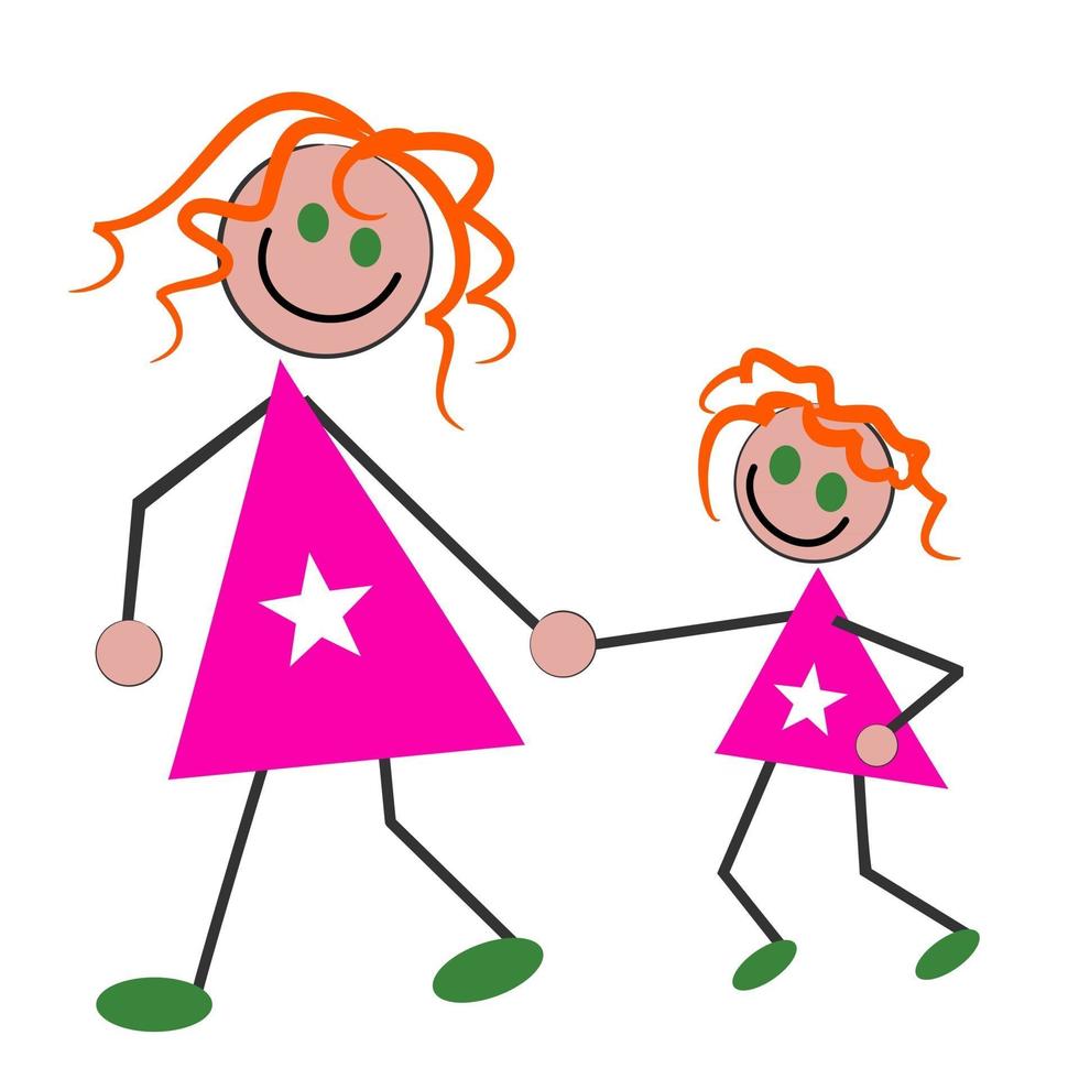 Mother and Daughter Together vector