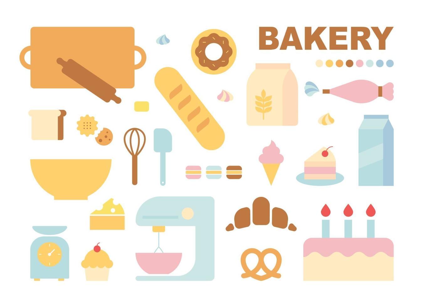 Baking tools and ingredients. flat design style minimal vector illustration.