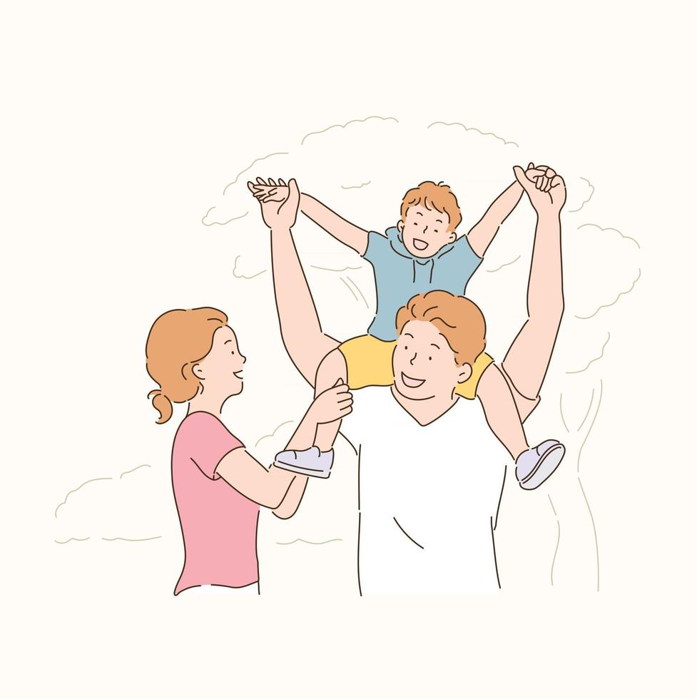Papa Mama E Hijo Se Lo Estan Pasando Bien Ilustraciones De Diseno De Vectores De Estilo Dibujado A Mano Vector En Vecteezy Papa Mama E Hijo Se Lo Estan Pasando Bien Ilustraciones De Diseno De Vectores De Estilo Dibujado A Mano Vector En Vecteezy