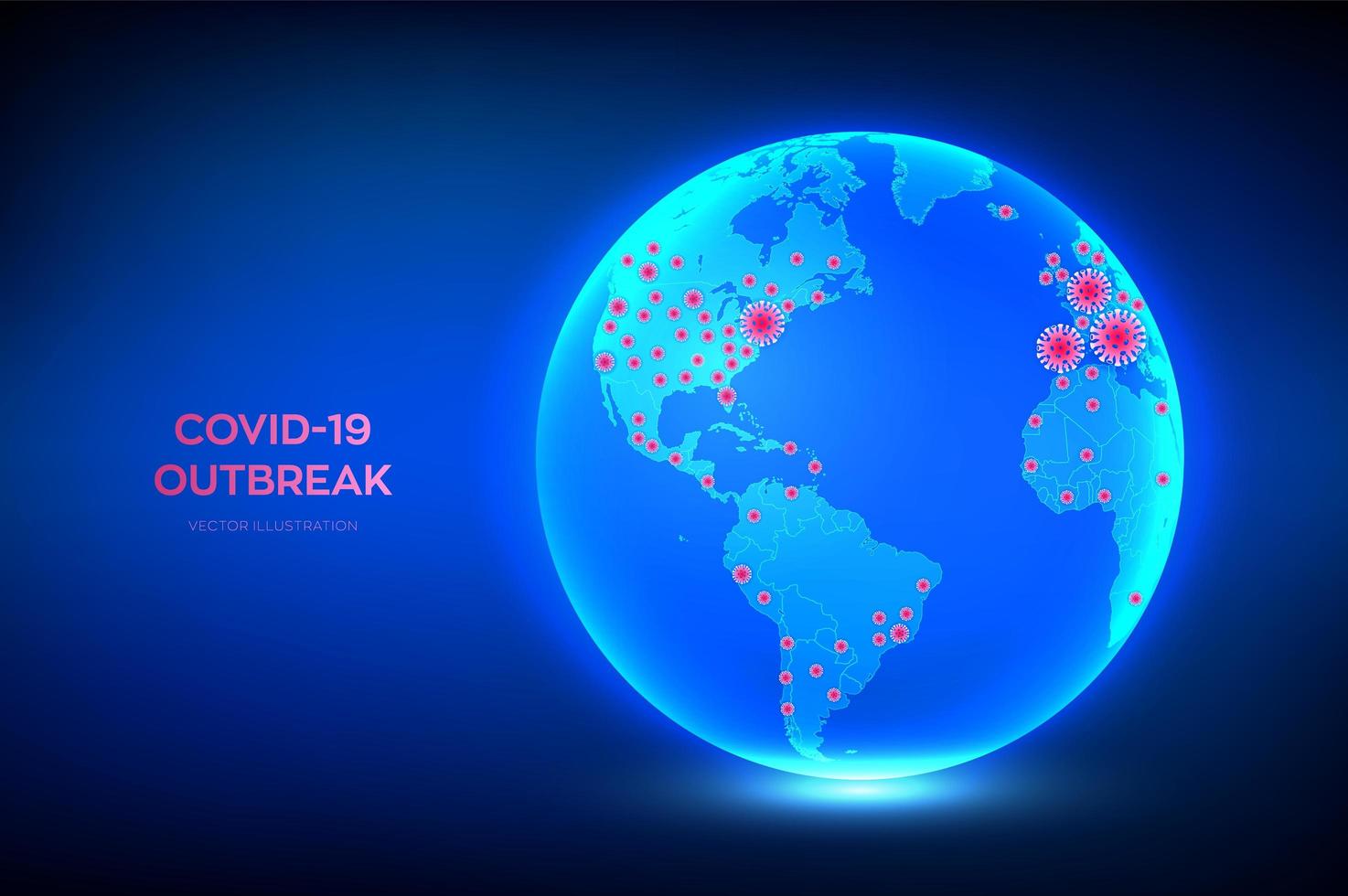 World map of Coronavirus 2019-nCov confirmed cases. Planet Earth globe with icon of coronavirus COVID-19 infected countries. COVID 19 outbreak and world pandemic risk concept. vector