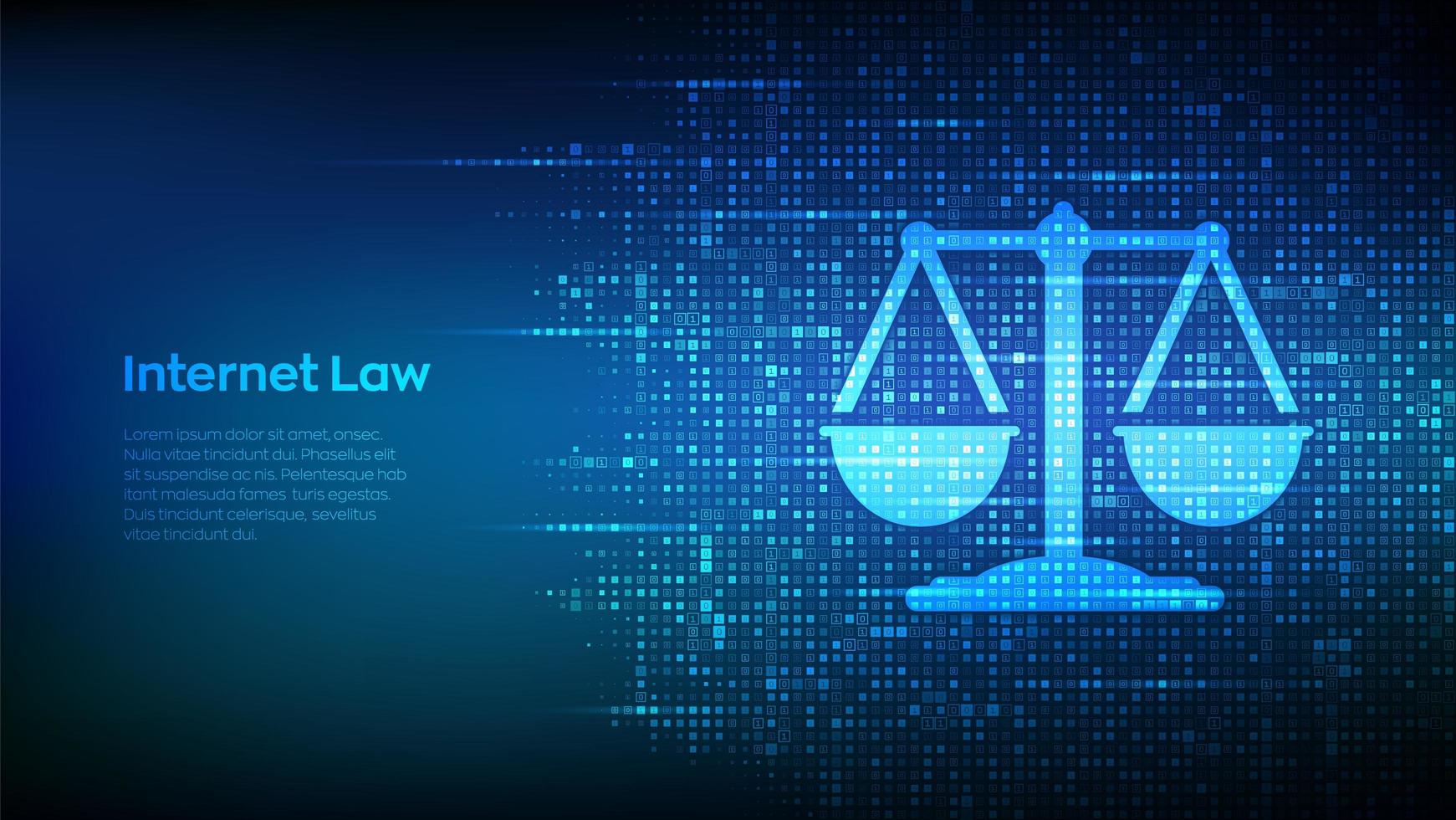 law icon made with binary code. Cyberlaw as digital legal