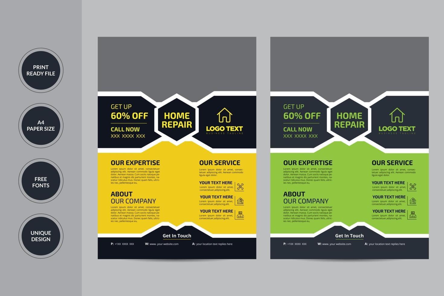 Home Repair Flyer Designs Templates vector