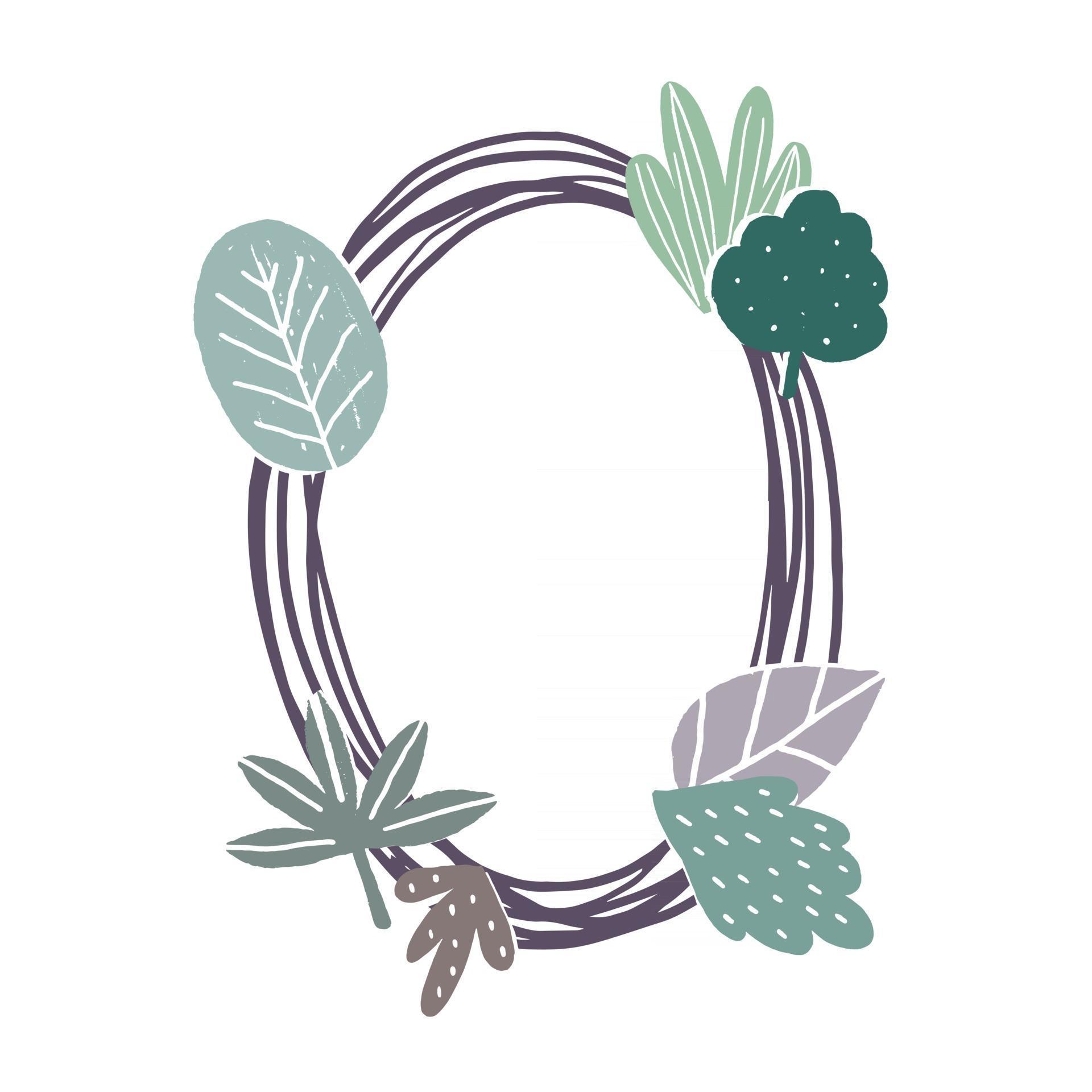 Oval frame with textured leaves decoration 2756438 Vector Art at Vecteezy