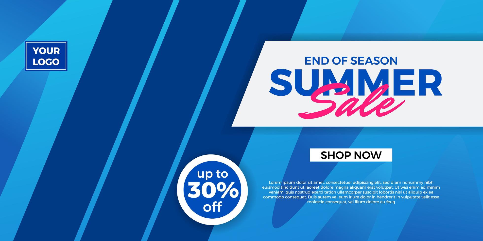 Summer sale offer banner social media promotion with blue ocean sea color vector