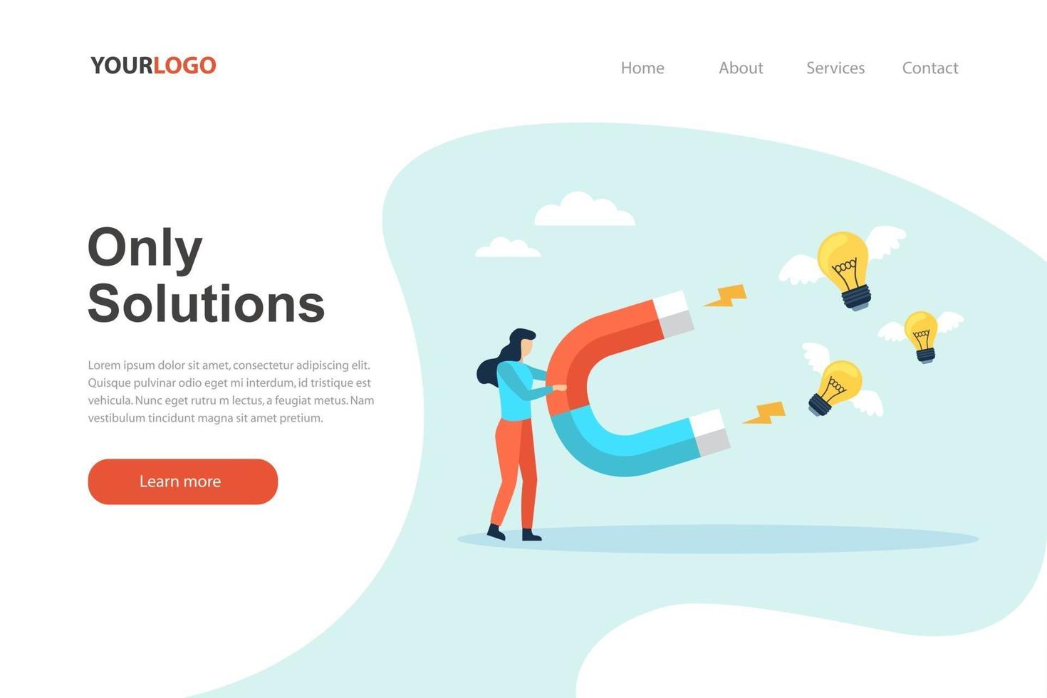 Only solutions landing page website vector