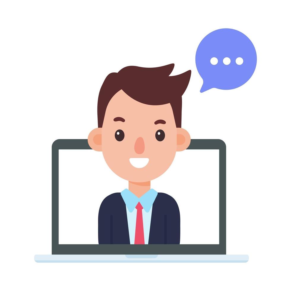 vector businessman on computer screen online meeting concept