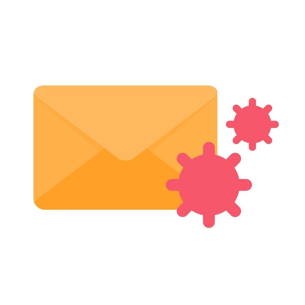 Computer with red screen. The concept of ransom computer virus infection from email vector