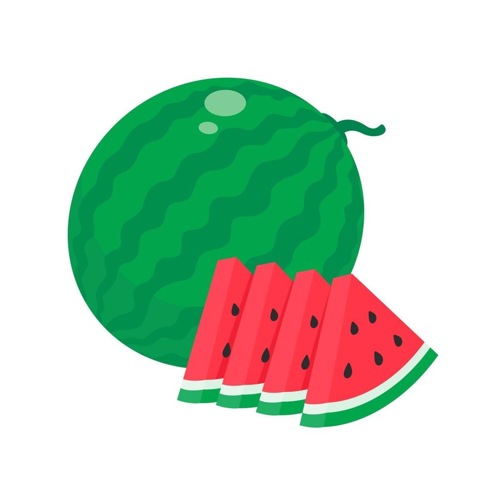 Watermelon vector. red fruit cut into pieces with seeds inside Refreshing food in the summer vector