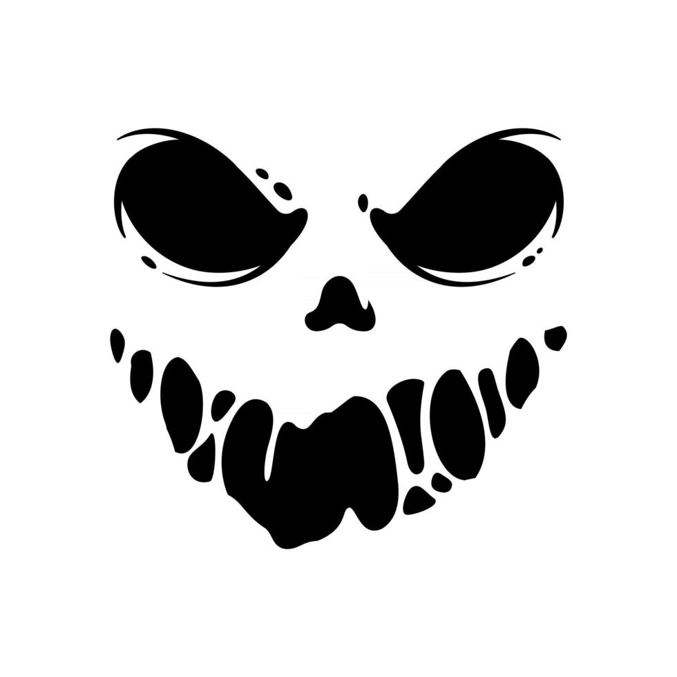 Scary Ghost Horror Face Silhouette Vector For Carving On Halloween Pumpkin