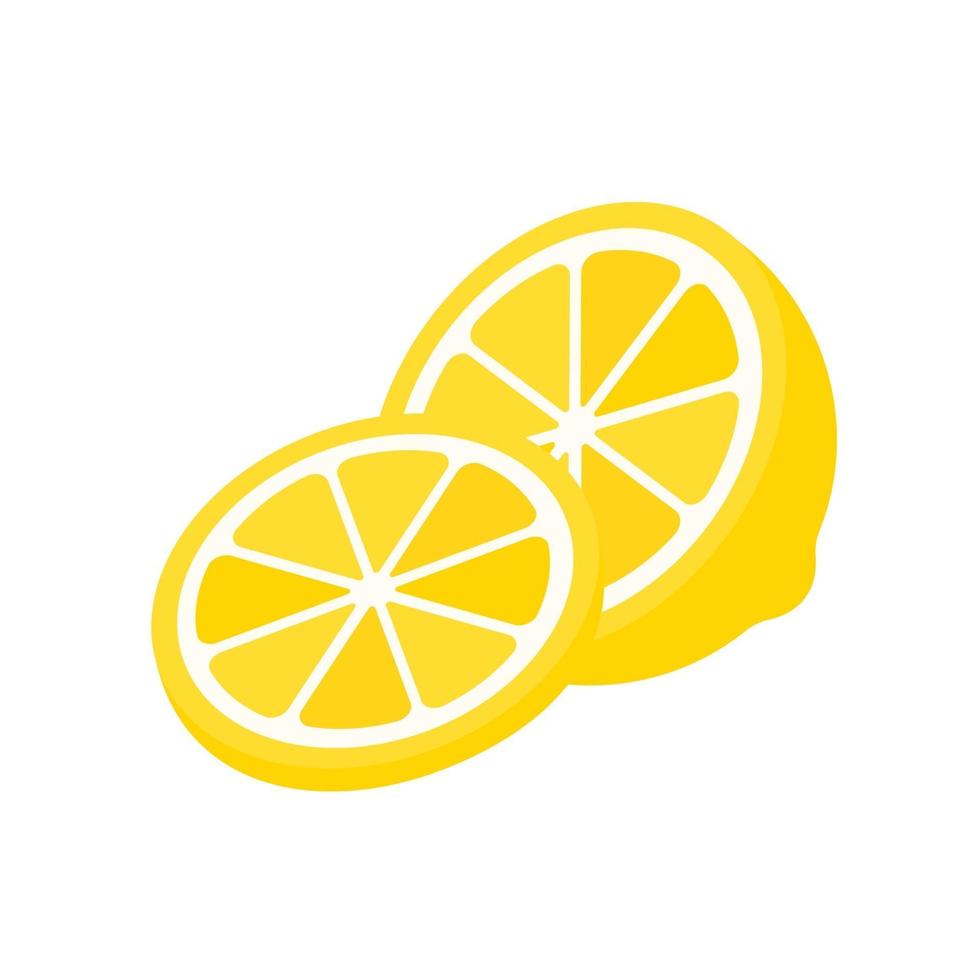 Sour yellow lemons. High vitamin C lemons are cut into slices for summer lemonade. vector