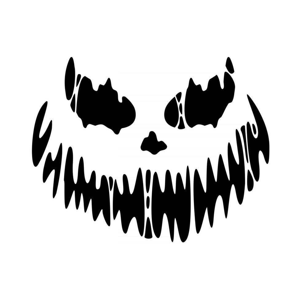 Scary Ghost Horror Face Silhouette Vector For Carving On Halloween Pumpkin