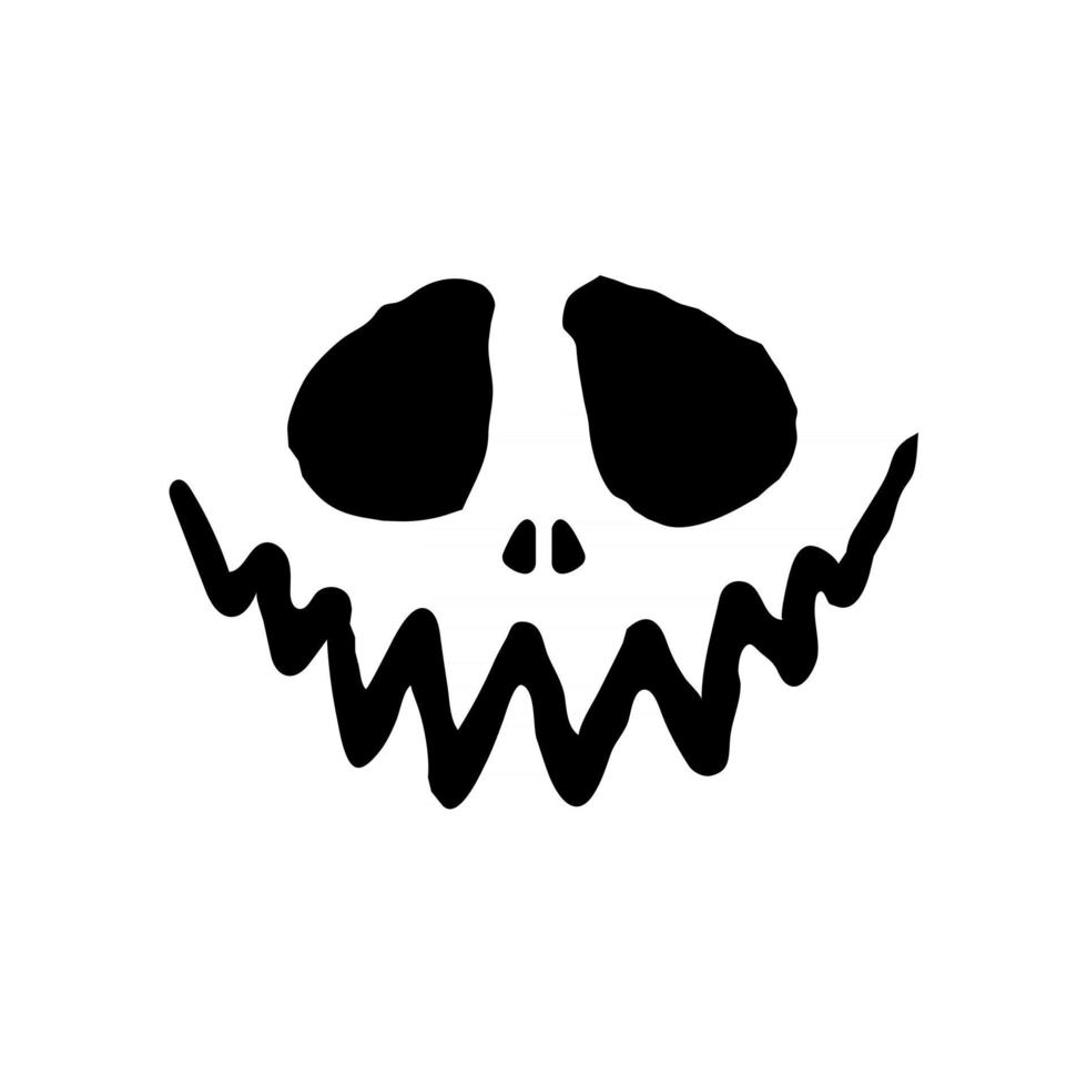 vector de silueta de cara de terror fantasma aterrador para tallar en calabaza de halloween