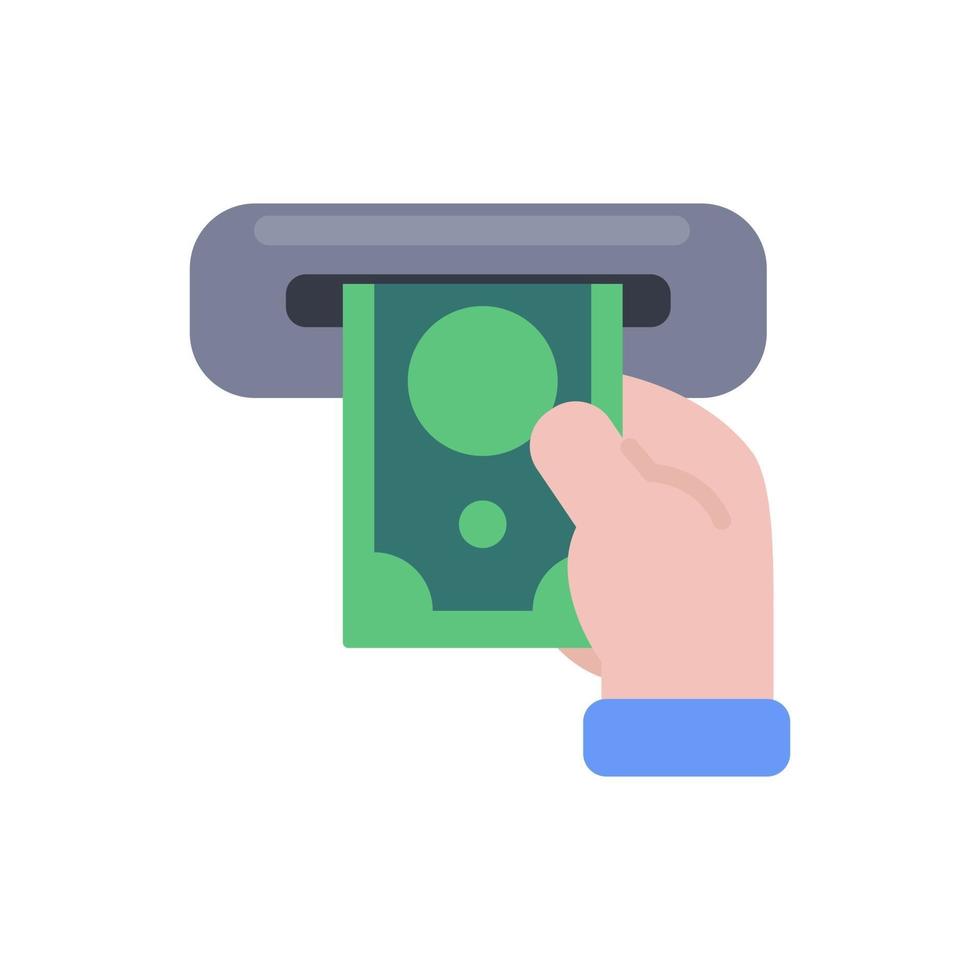 Hand holding cash. The concept of withdrawing cash from a cash machine with a credit card. vector