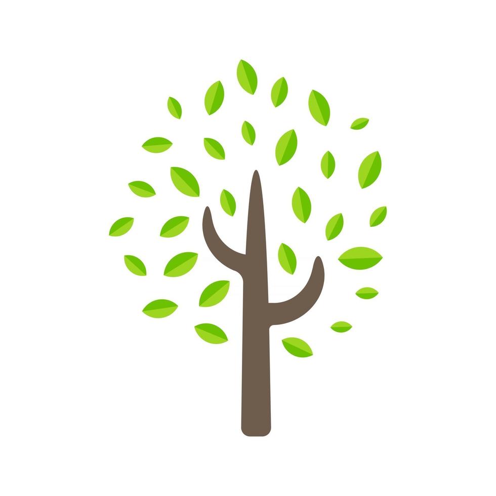 icono de árbol simple diseño de árbol plano verde ideas de uso de papel económico para reducir la tala de árboles vector