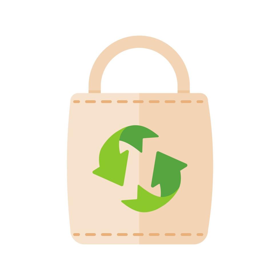 Eco bag icon. A green bag for items made of paper instead of plastic. Reuse concept vector