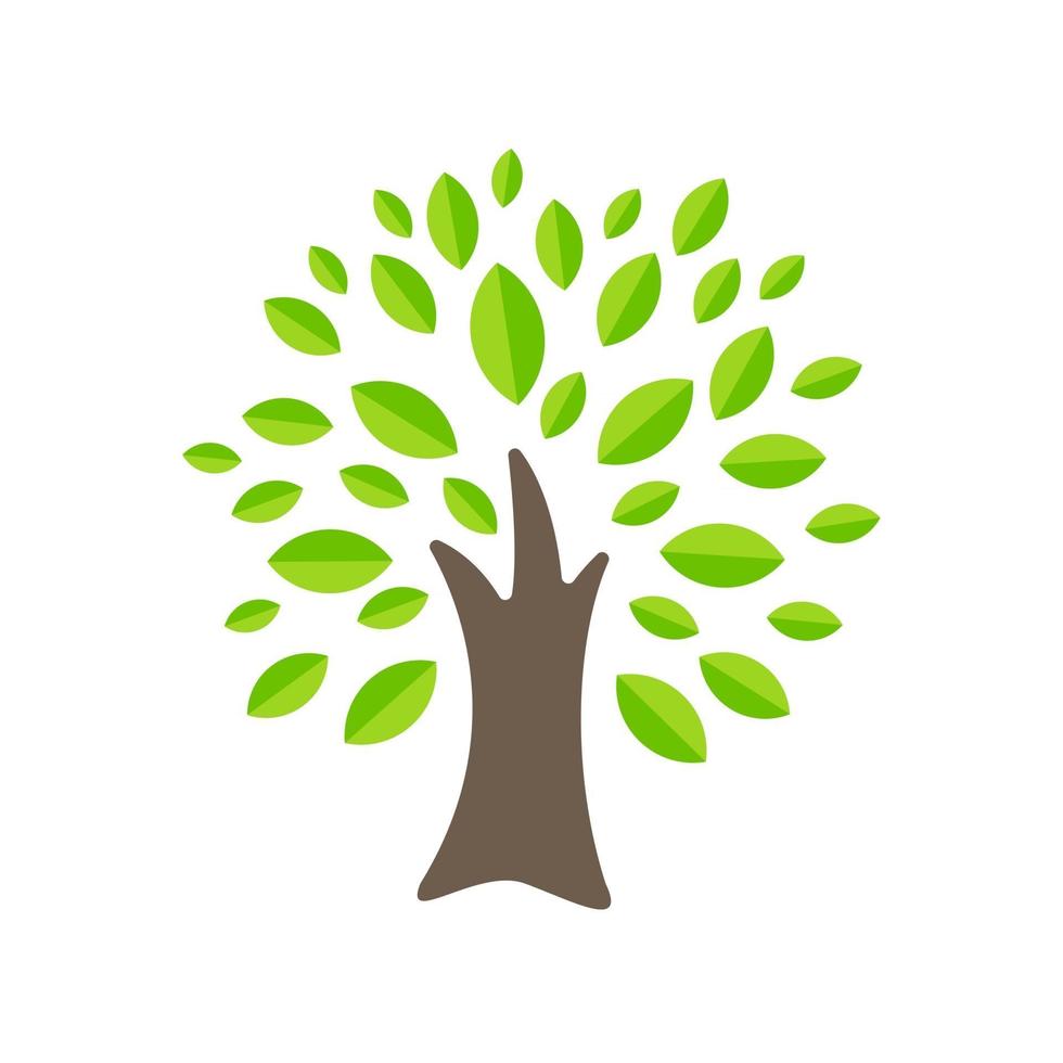 icono de árbol simple diseño de árbol plano verde ideas de uso de papel económico para reducir la tala de árboles vector