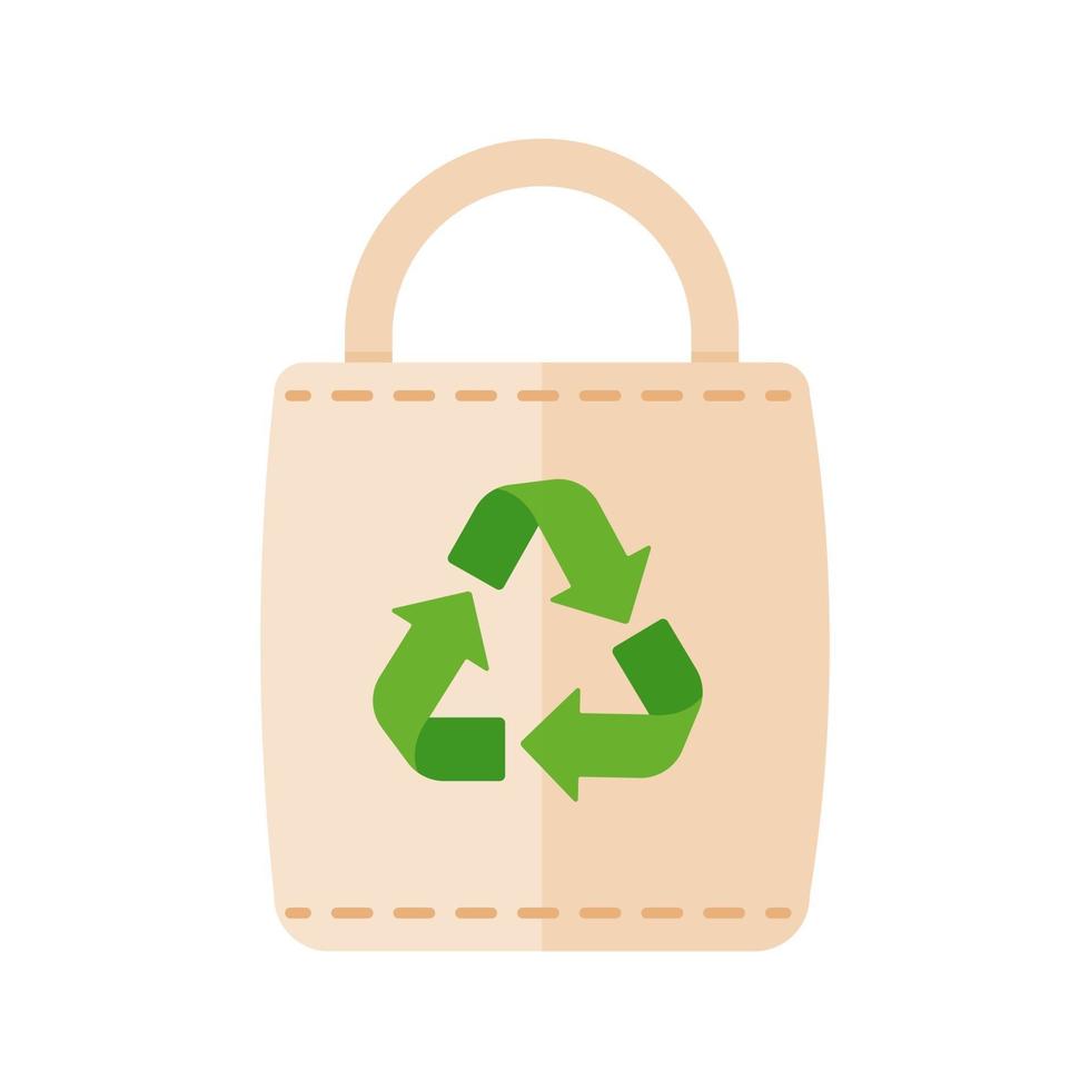 icono de bolsa ecológica. una bolsa verde para artículos de papel en lugar de plástico. concepto de reutilización vector