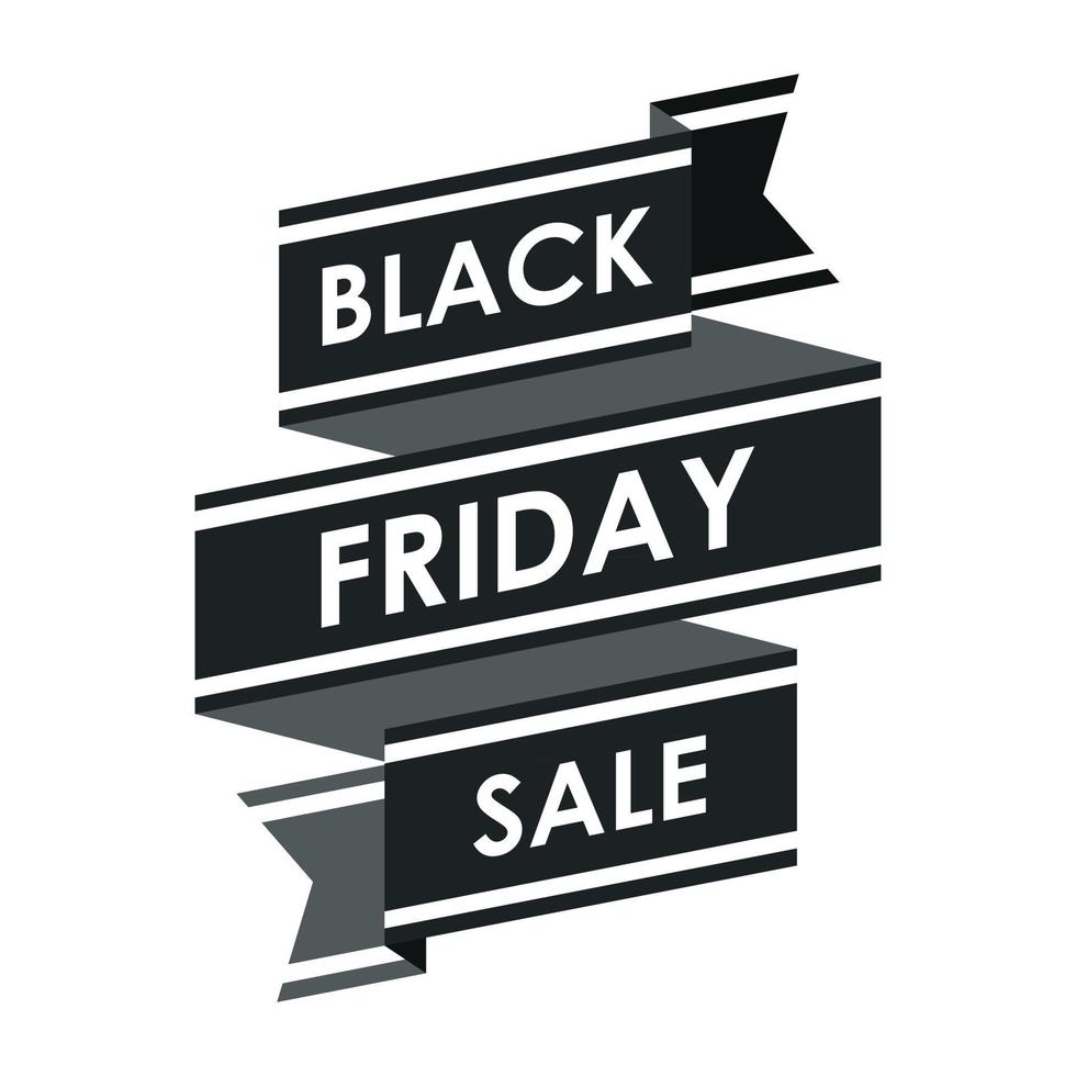 Black friday sale. Label ribbon design. Vector illustration