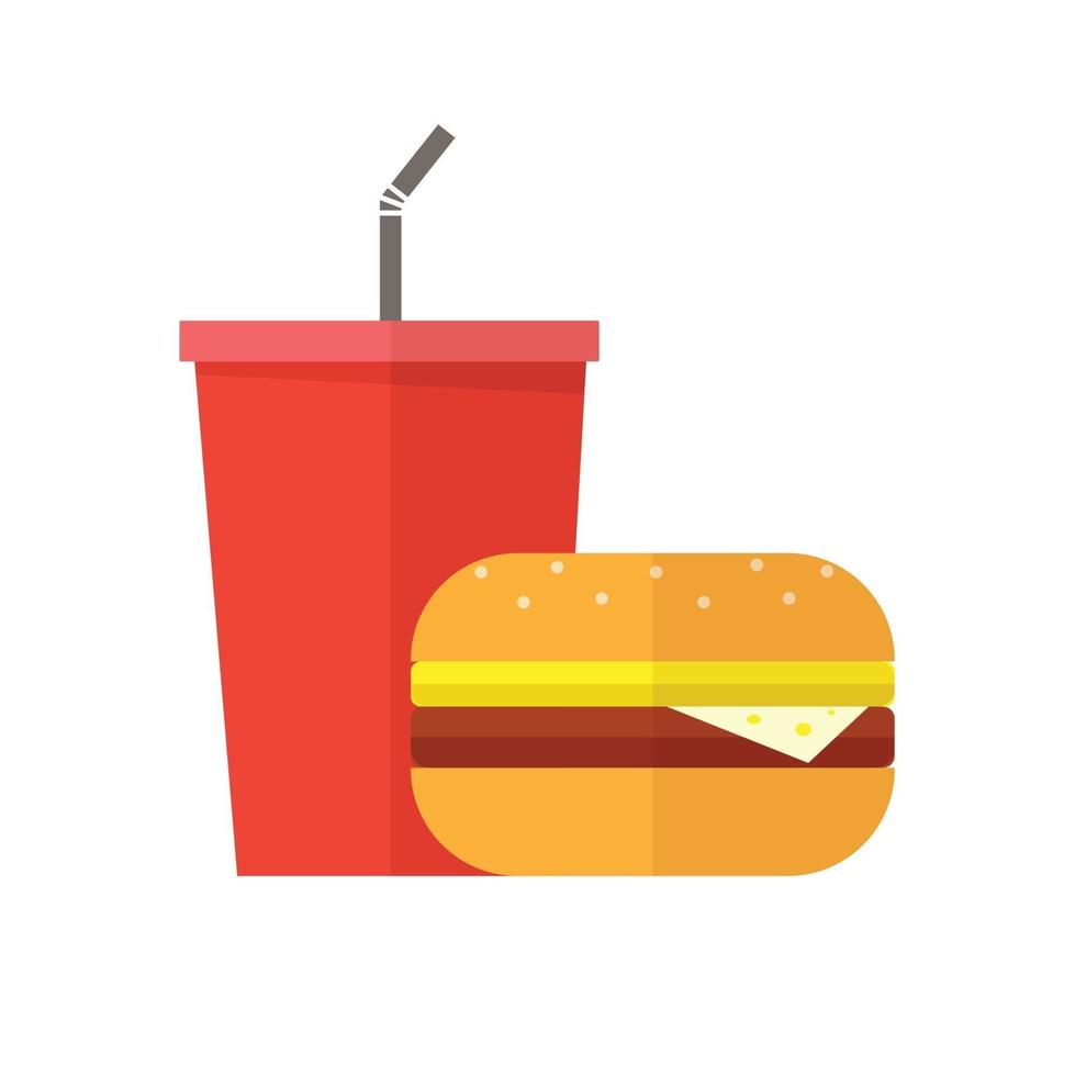 refrescos de hamburguesa y cola. ilustración vectorial vector