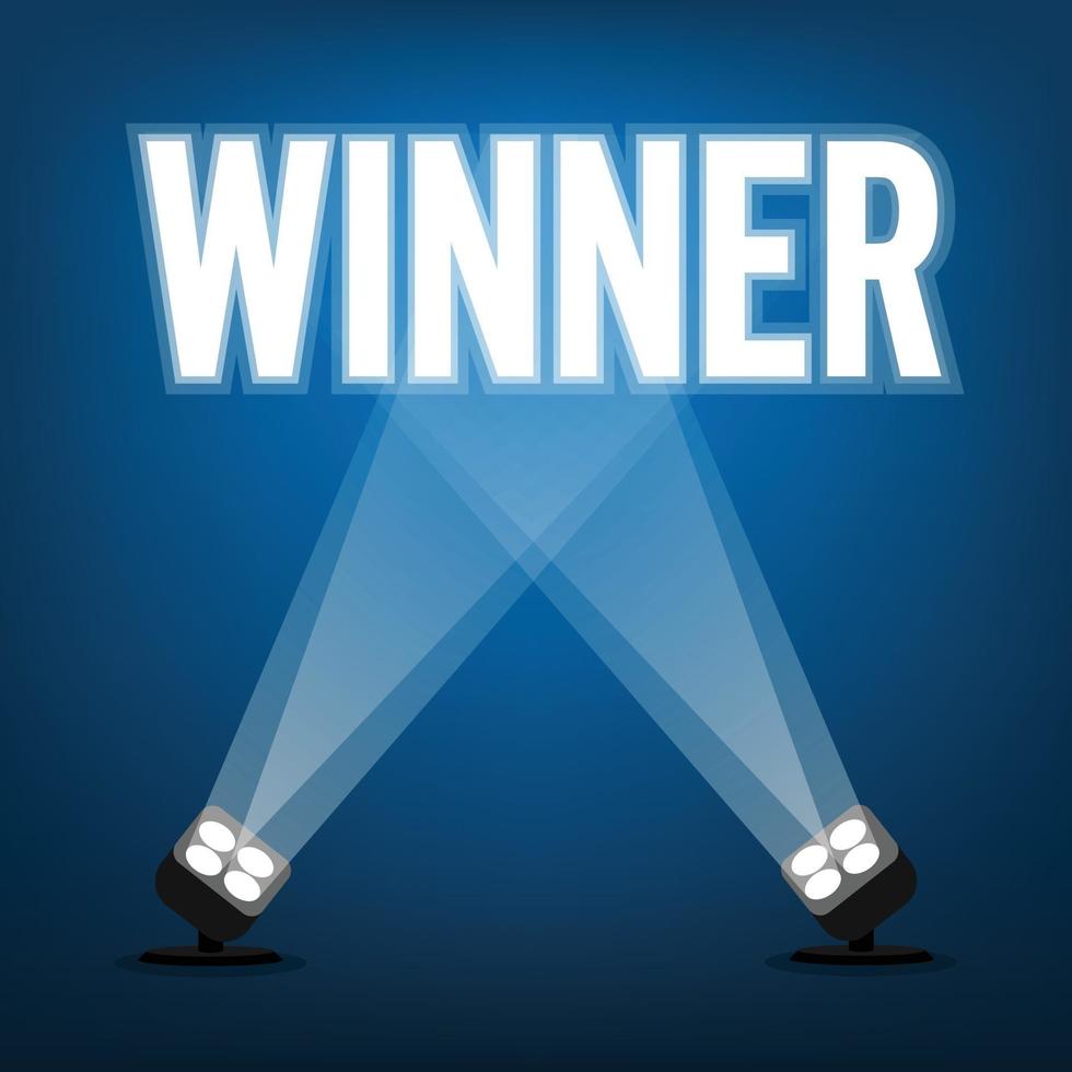 Winner signs with spotlight illuminate. Vector illustration