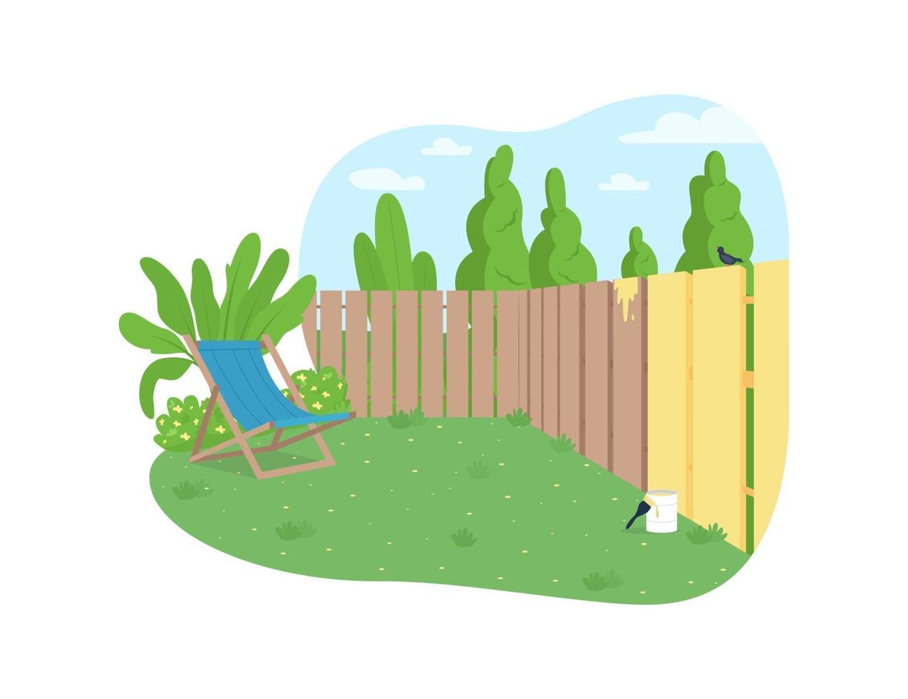Garden fence painting 2D vector web banner