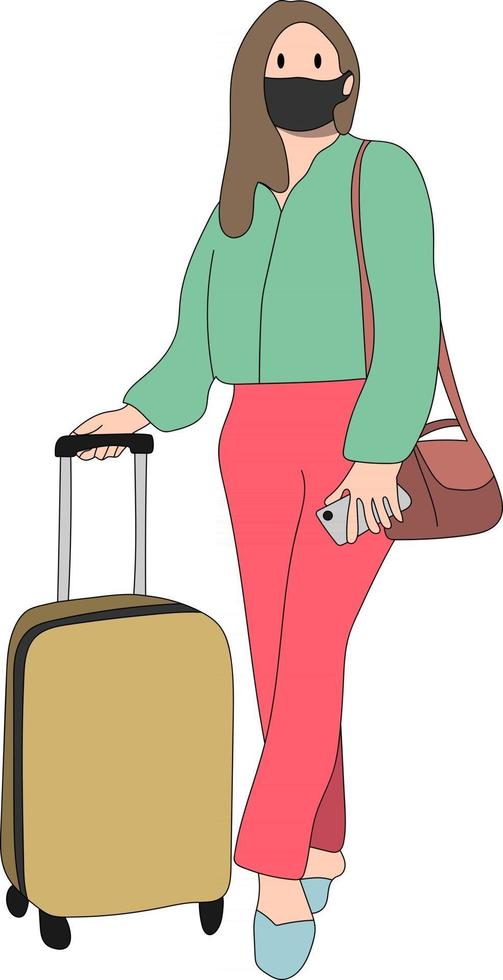 flat character travelling during covid vector