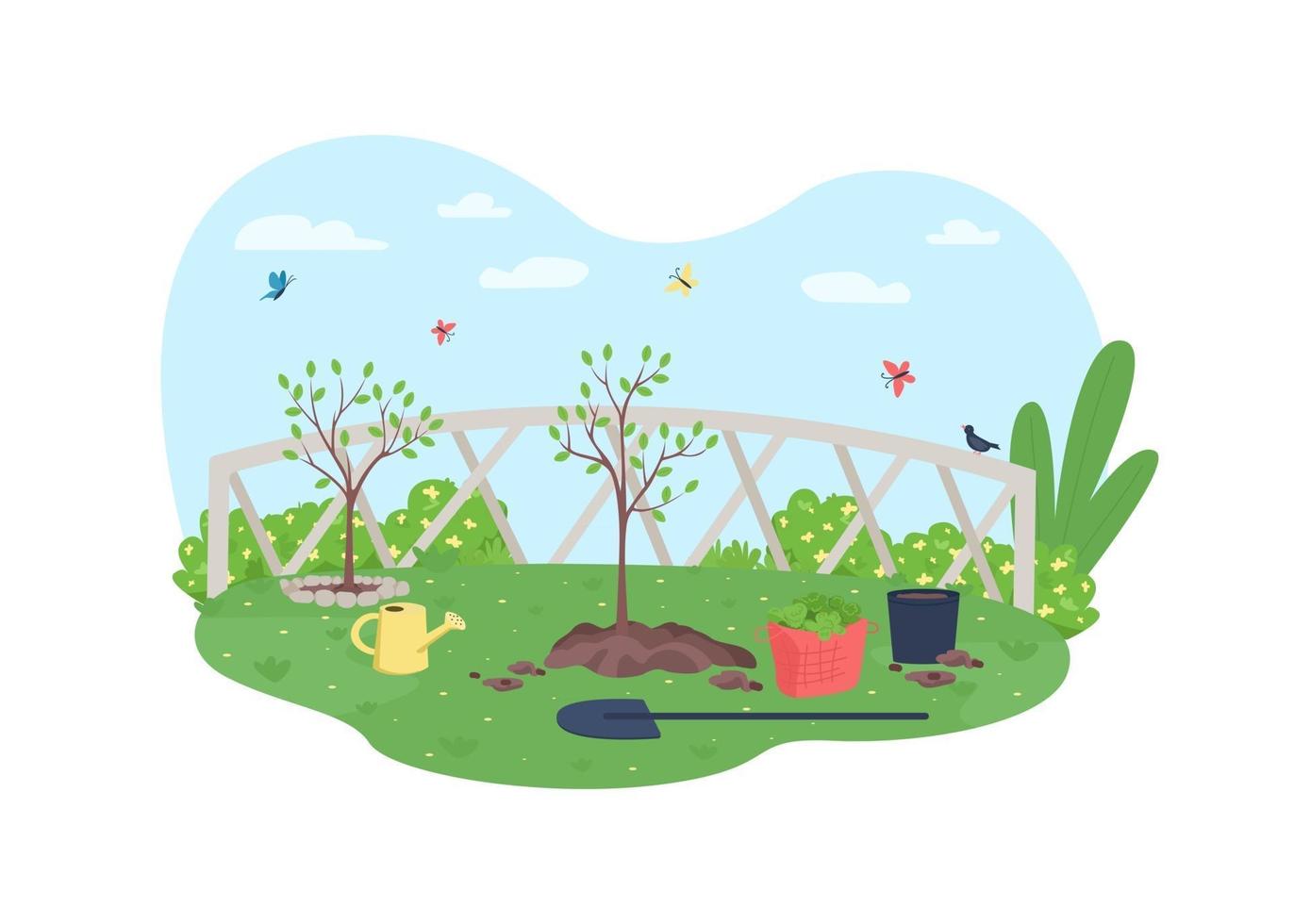 Gardening 2D vector web banner