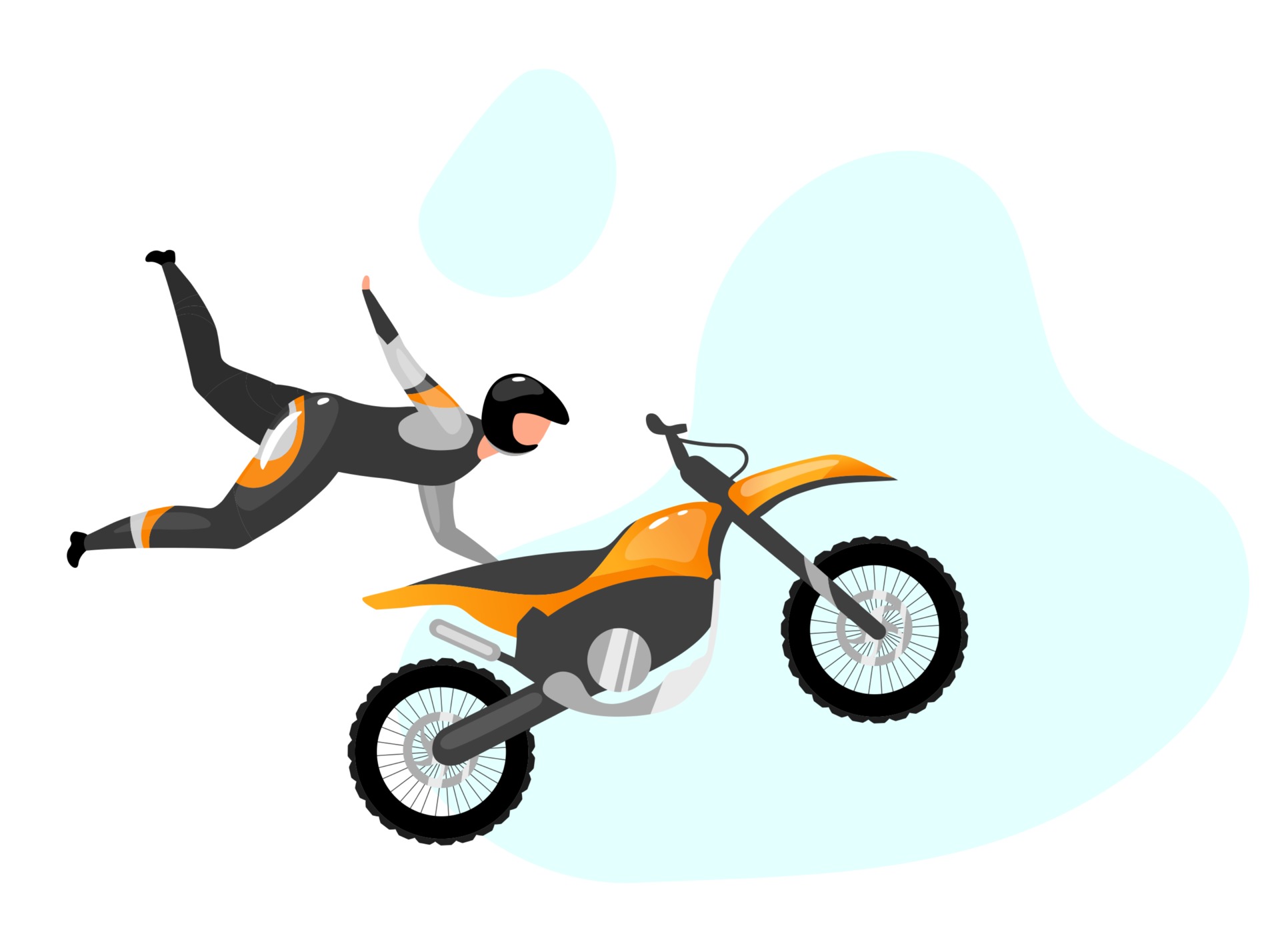 Motorcycle stunts flat vector illustration. Extreme sports. Active  lifestyle. Stuntman air jumping. Outdoor activities. Rider with motorbike  isolated cartoon character on blue background 2757072 Vector Art at Vecteezy
