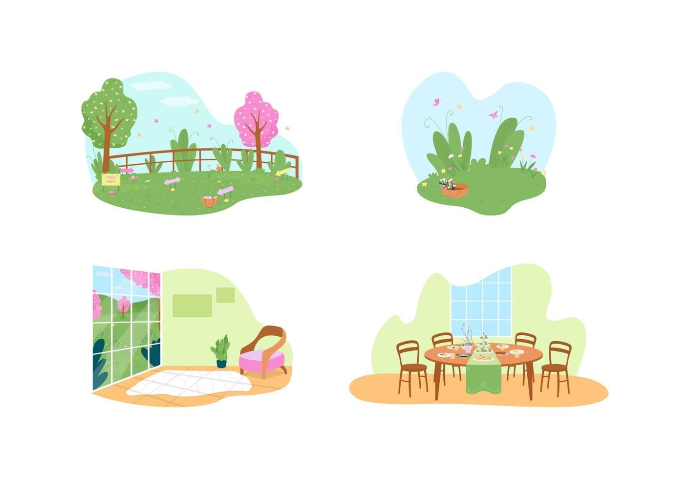Easter holiday traditional activities 2D vector web banner set