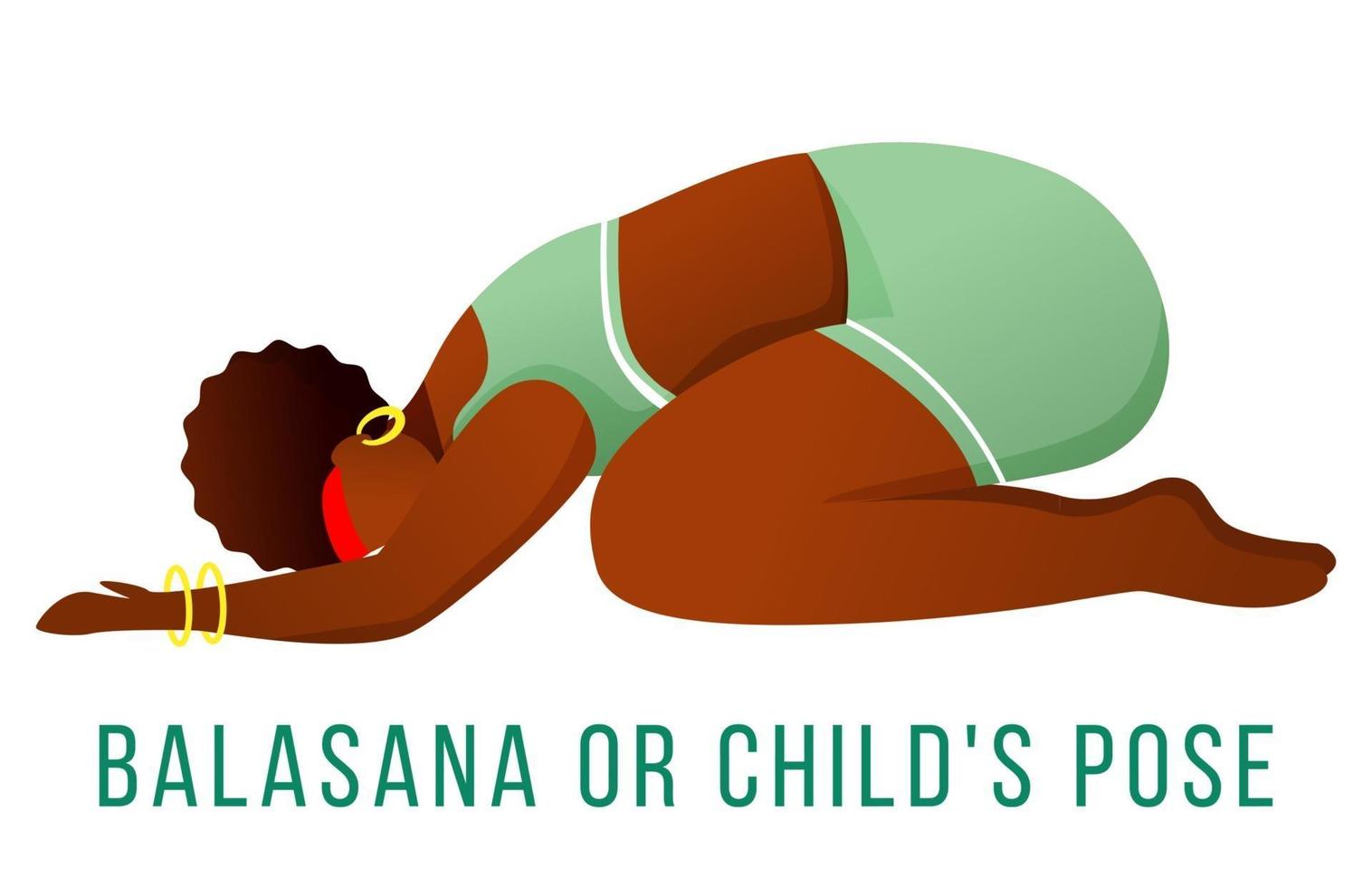 Balasana flat vector illustration. Child's pose