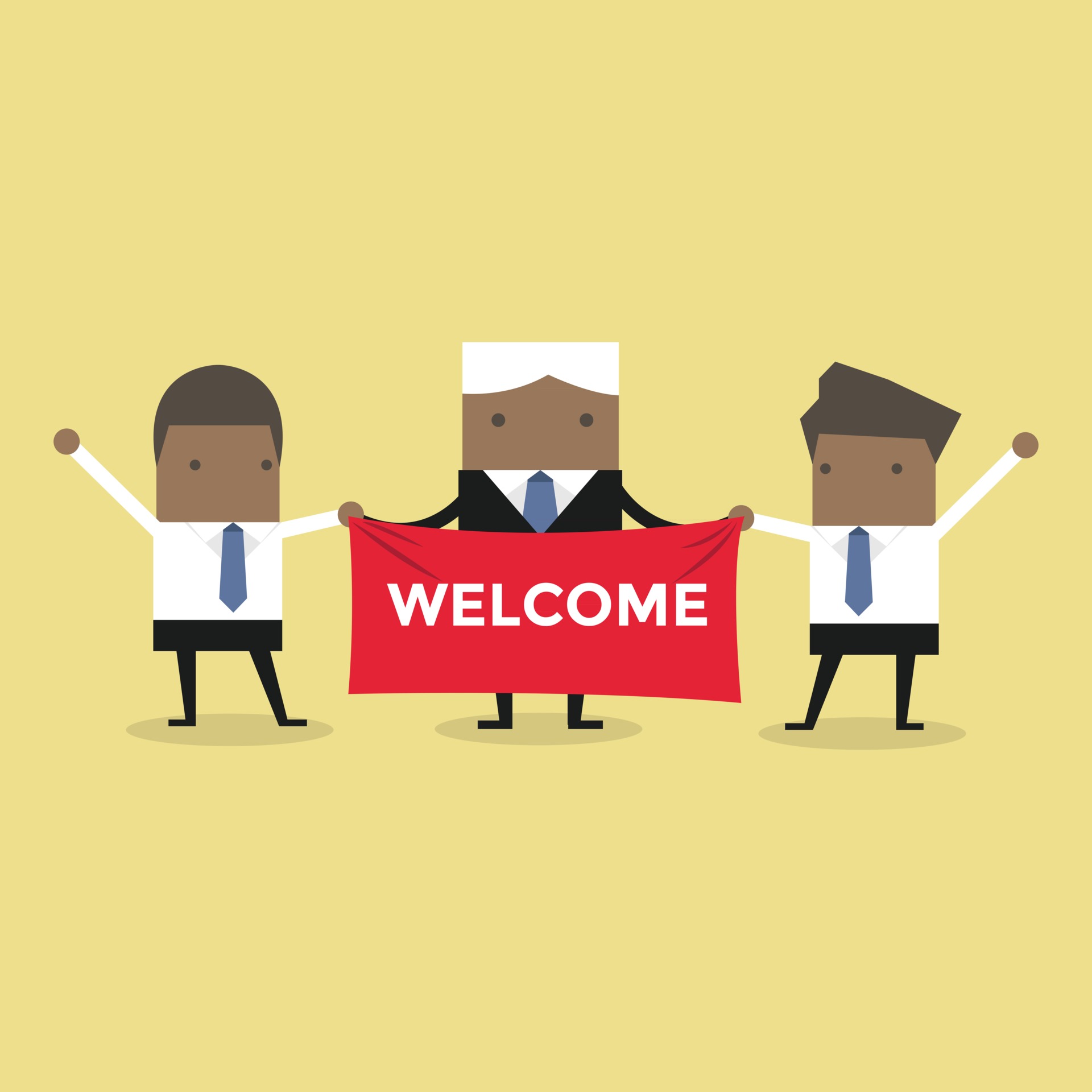African businessman holding welcome sign. 2757172 Vector Art at Vecteezy