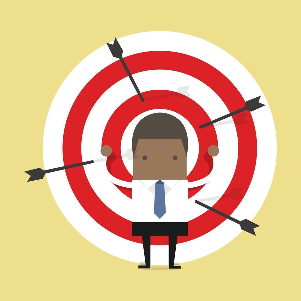 African businessman on archery targets. vector