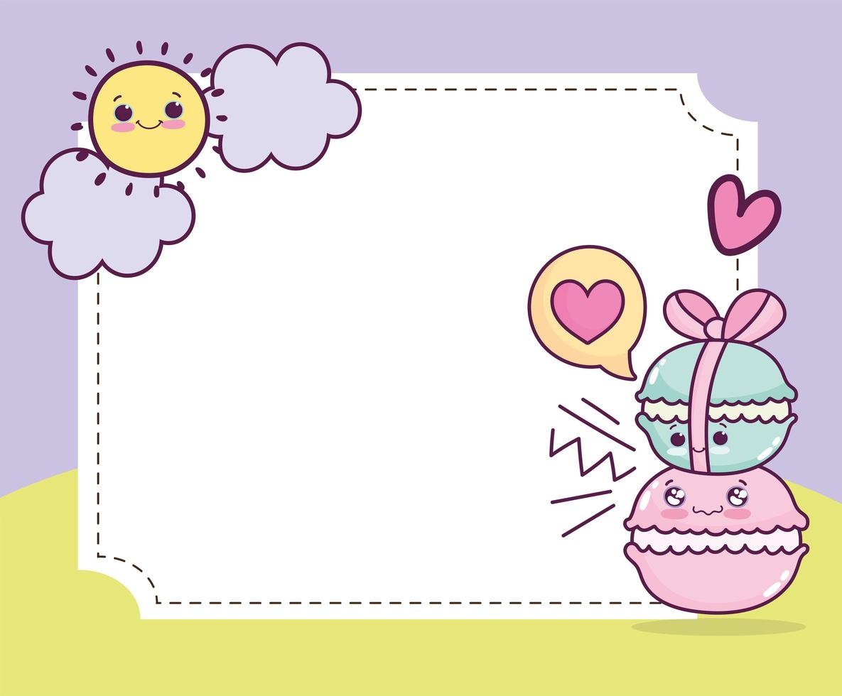 cute macaroons card vector