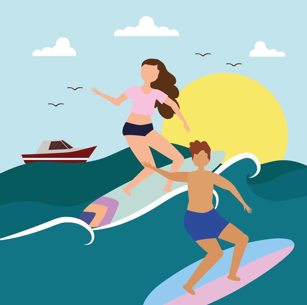 actividad de surf de verano vector