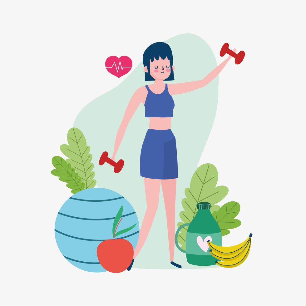 mujer estilo de vida saludable vector