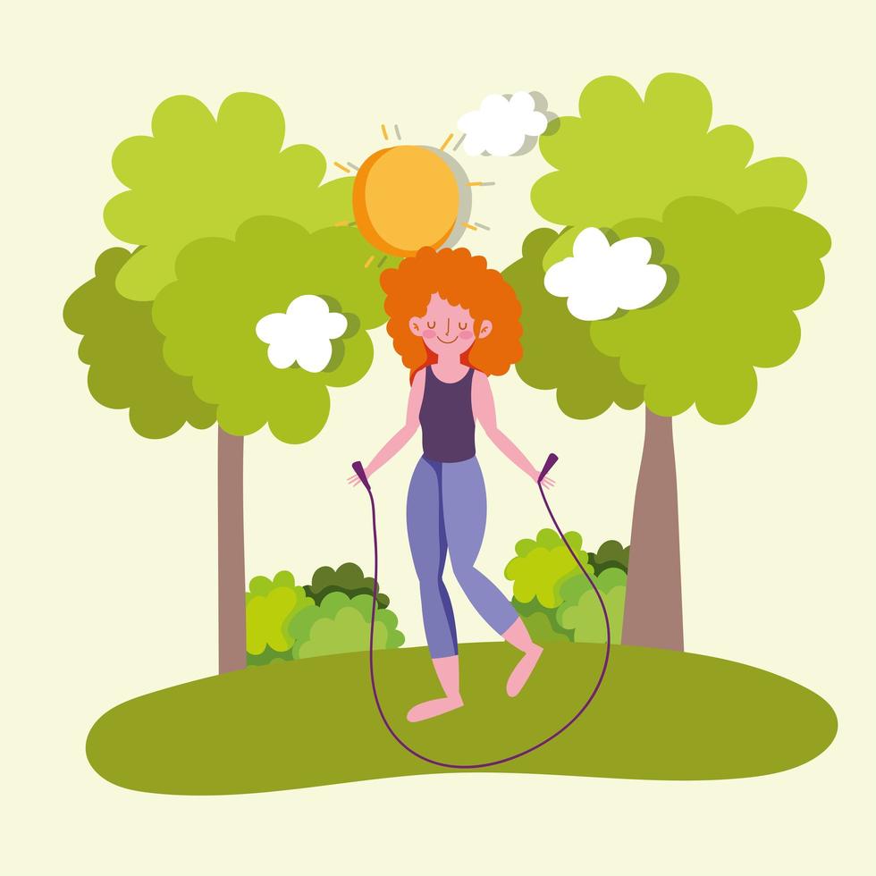 girl with jumping rope vector
