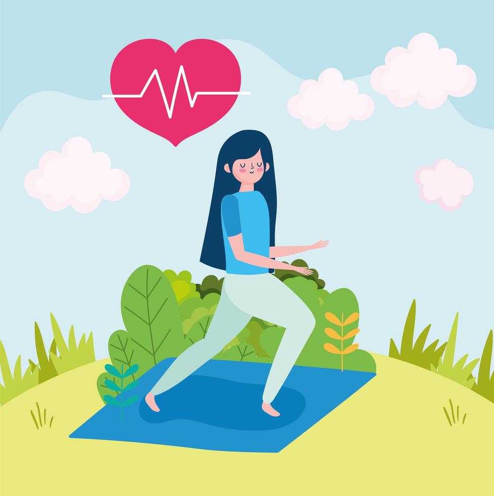 girl making exercises vector