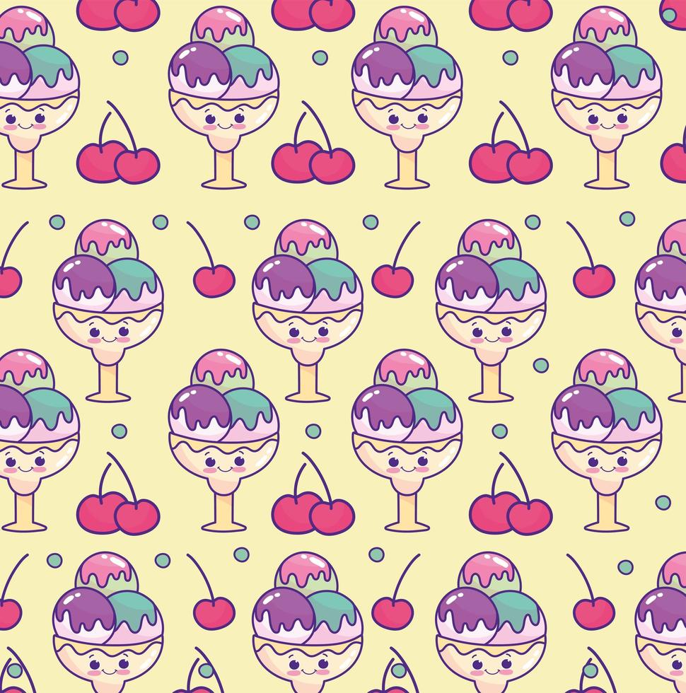 cute icecream cherry vector