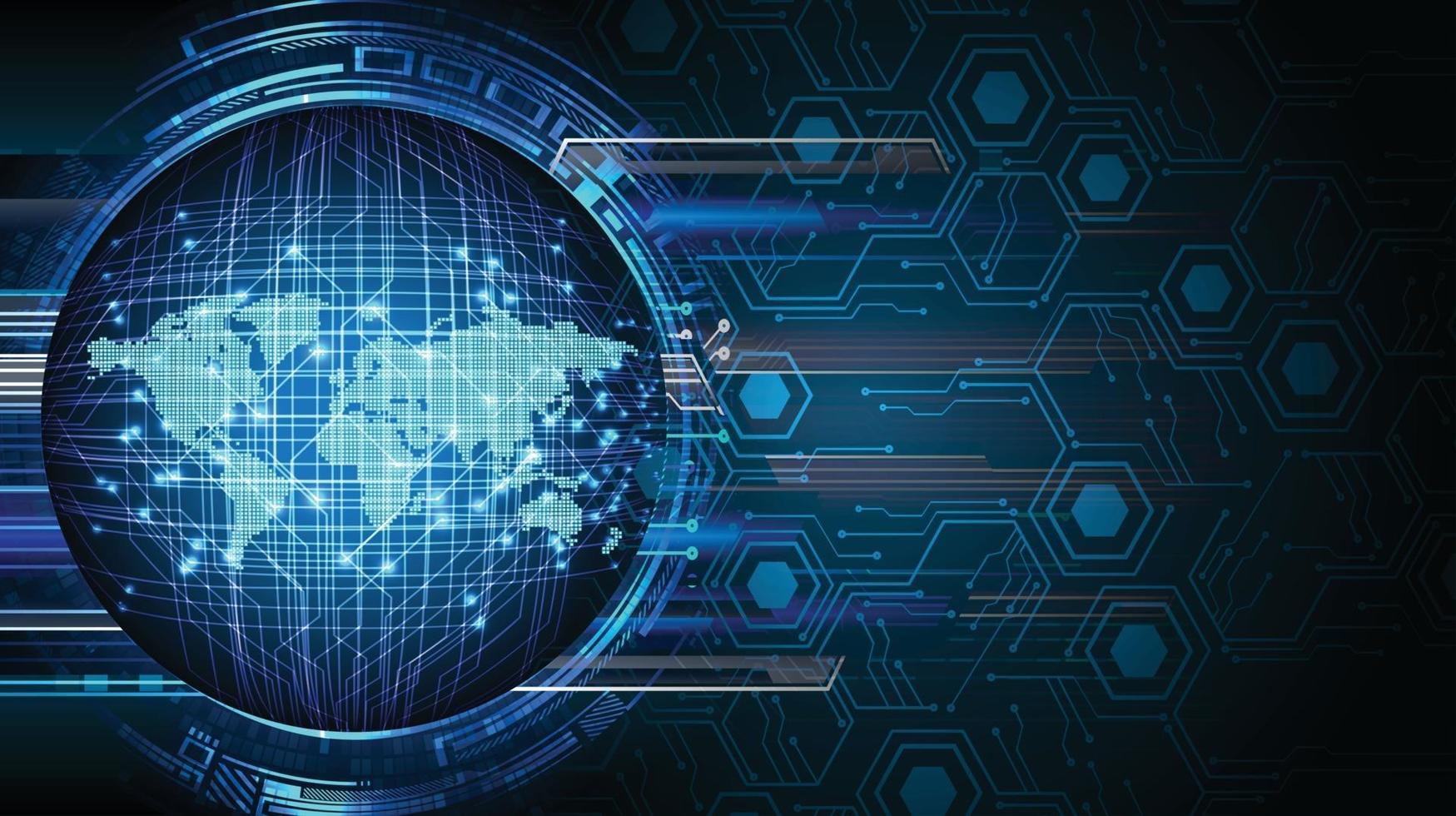 world binary circuit board future technology, blue hud cyber security concept background vector