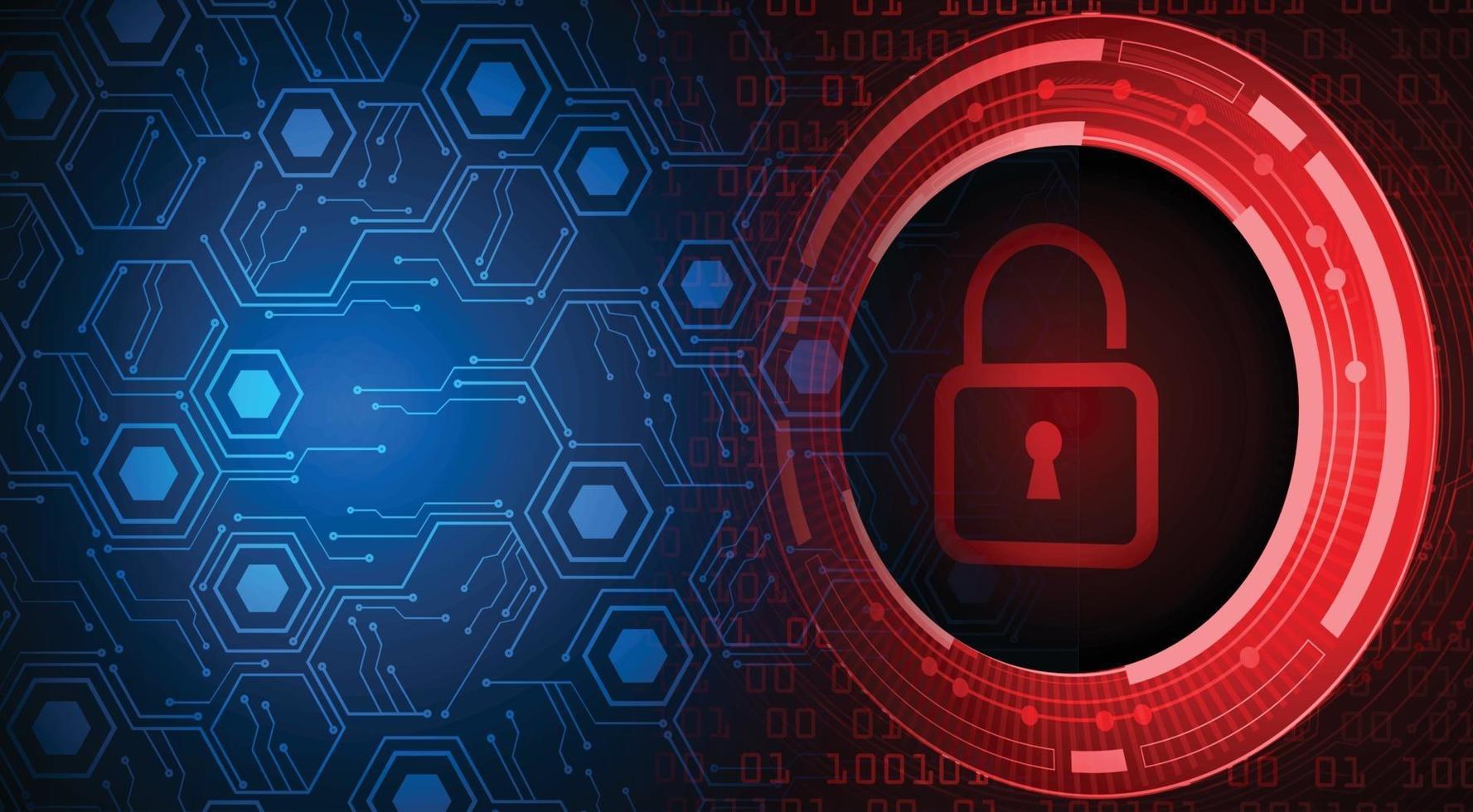 Closed Padlock on digital background, cyber security vector