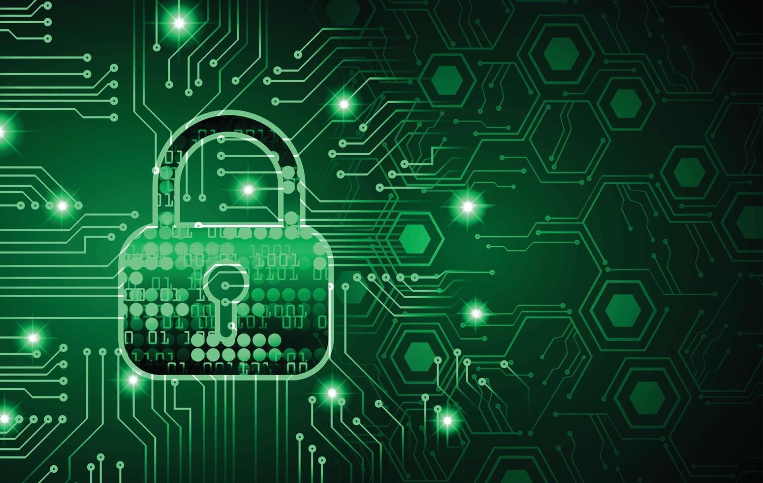 Closed Padlock on digital background, cyber security vector